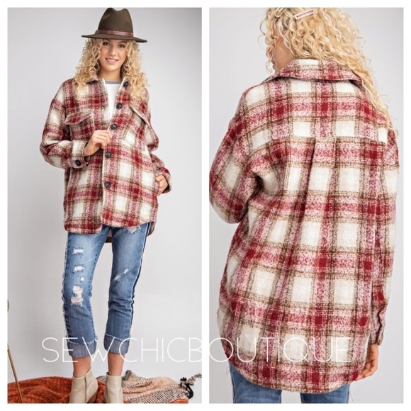 Plaid Print Brushed Wool Theme Shacket - Picture 5 of 6